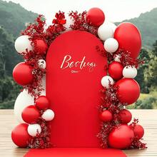 5ft, 6ft, 6,6ft, 7,2ft roter Bogen Hintergrund, 2-seitiger Spandex Stretch Stoff Bogen Hintergrund geeignet für Hochzeitsbogen, Geburtstagsparty, Hochzeitsbogen Dekoration (Bogenrahmen nicht enthalten, nur Stoffhintergrund) - Rot - Übersicht 2