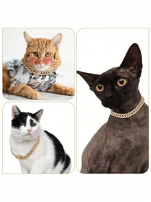 1pc 13mm Shiny Pet Necklace, Lightweight Material, Decorative Dog Collar, Full Rhinestone Fashion Pet Necklace, Pet Decorative Chain Accessory, Suitable For Small, Medium, Large Dogs And Cats, Perfect For Daily Wear And Party, Pet Birthday Gift - Gold - View 8