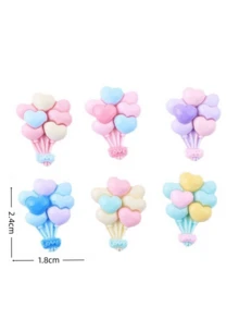 10/20pcs Glossy Heart-Shaped Balloons, Fashionable & Cute Cream Resin DIY Phone Case, Hair Clips, Earrings, Pendants, Mixed Styles