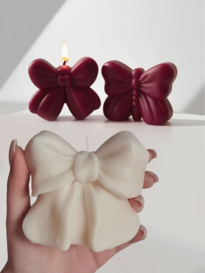 1 套 3 个蝴蝶结硅胶模具，3D 香薰蜡烛模具，适用于 DIY 香薰蜡烛、石膏香薰石、树脂铸造等，多用途模具，用于节日装饰、冥想和大气家居装饰