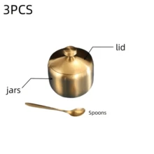 Stainless Steel Spice Jar Set With Spoons - 金色 - 查看 7