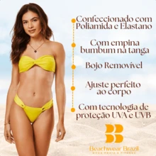 Women's Wine Elo Bikini Set Strapless Top With Tie And Butt Lifting Thong Beachwear Brazil Beachwear - 酒紅色 - 查看 3