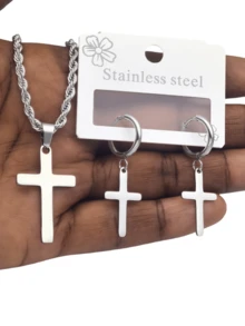 1 件新款時尚不銹鋼和鈦鋼男士吊墜項鍊,編織鏈,適合日常佩戴和作為禮物