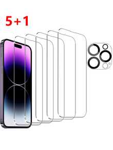 6合1保护套装：5片高清防刮防震钢化玻璃屏幕保护膜 + 1片透明全覆盖镜头保护膜，兼容 17/16/16 Plus/16 Pro/16 Pro Max/15/15 Pro/15 Plus/15 Pro Max/14/13/12/11 - 無色 - 查看 12