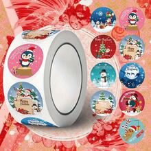 500 piezas/Rollo Pegatinas decorativas de regalo de vacaciones, rollos de pegatinas navideñas para regalos de fiesta, decoraciones navideñas DIY, pegatinas decorativas para sellar bolsas de hornear pasteles. Pegatinas para ambiente navideño