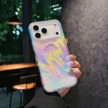 Ốp điện thoại từ tính chống sốc tương thích với iPhone 17, 16 Pro Max, họa tiết lông vũ nhiều màu sắc, bảo vệ từ tính cho các dòng 13/14/15/16Pro, chống nước, chống sốc, chống rơi, chống trầy xước, quà tặng mùa xuân. - Nhiều màu - Xem 41