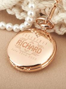 1pc Customized Engraved Pocket Watch, Personalized Pocket Watch, Father's Day Gift, Groomsman Gift, Groomsman & Bridesmaid Gift, Groom's Father Gift, Wedding Gift, Valentine's Day Gift, Halloween Gift, Christmas Gift - Multicolor - View 3