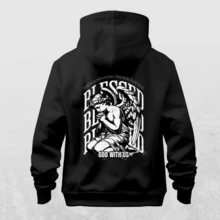 Men's Basic  Sweatshirt With "Blesed" Print Front And Back S To G3 Plus Size – Streetwear Style - Black - View 3