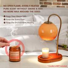 Candle Warmer Lamp With Timer, Electric Candle Lamp Warmer, Mom Birthday Gifts For Room, House Warming Gifts New Home Bedroom Decor For Couples, Wax Melt Warmer - Burnt Orange - View 5