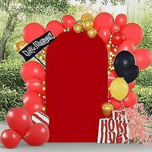 5ft, 6ft, 6,6ft, 7,2ft roter Bogen Hintergrund, 2-seitiger Spandex Stretch Stoff Bogen Hintergrund geeignet für Hochzeitsbogen, Geburtstagsparty, Hochzeitsbogen Dekoration (Bogenrahmen nicht enthalten, nur Stoffhintergrund) - Rot - Übersicht 11