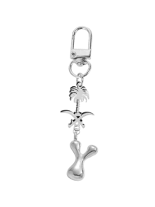 Ciondolo a forma di lettera in caratteri a bolle, ciondolo portafortuna in cristallo, portachiavi in acciaio inossidabile con pendente a forma di palma e teschio incrociato, lettere dell'alfabeto da A a Z, ciondolo per borse e zaini in lega lucida - regalo perfetto per compleanni e occasioni speciali, portachiavi, ciondolo per borse, zaini e auto, accessori per portafogli e borse da donna e ragazze.