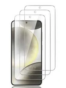 3 piezas de protector de pantalla de vidrio templado transparente de alta definición y resistente a los arañazos compatible con iPhone///Redmi/Moto/OPPO/VIVO/Honor//Infinix/Pixel, regalo para cumpleaños, familia y amigos, accesorios para teléfono, a prueba de agua, a prueba de golpes, antiarañazos y antihuellas dactilares de cobertura completa - Blanco - Ver 22