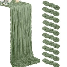 1/6/10 pièces Chemin de table en mousseline de soie vert sauge, décoration de table bohème pour mariages, fêtes et anniversaires, en tissu polyester durable, design élégant et polyvalent