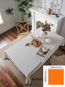 1 pieza Mantel con ribete de encaje blanco y azul marino estilo granja vintage, crea una atmósfera acogedora en el hogar, decoración diaria para la mesa de comedor familiar - Blanco - Ver 15