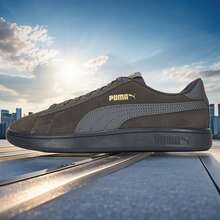 Puma Giày thể thao cổ thấp thường ngày thoải mái Smash V2 391840-01, Unisex - sắt xám vàng - Xem 4