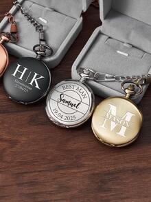 1pc Customized Engraved Pocket Watch - Double-Sided Groomsman Gift, Personalized Wedding Party Clock, Wedding Gift, Valentine's Day Gift, Halloween Gift, Christmas Gift - Multicolor - View 2