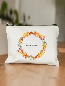 1pc Customizable, Unique, Fashionable, Minimalist, Letter Print, Lightweight, Pouch-In-Pouch, Fits Phone, Cosmetic Bag, Coin Purse, Clutch, Travel Essential, Cute Letter Design