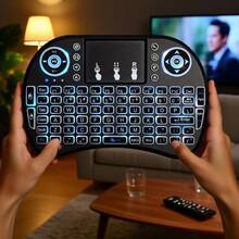 Upgraded Backlit Mini Keyboard Wireless 2.4GHz Keyboard Touchable Portable With Touchpad Mouse And Built-In Rechargeable Battery Compatible With Google Smart TV Android Box Windows Laptop - Black - View 2