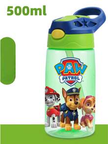 1Pc Paw Patrol 500ml/16oz Party Water Cup Water Bottle Large Capacity With Straw Portable Handle Non-Leaking Water Cup Suitable For Birthday Party Thanksgiving Party Halloween Party Christmas Party (The Lid May Be Random)