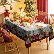 1/20pcs Rectangular Polyester Tablecloth With Christmas Ball And Gift Box Pattern, Suitable For Home Kitchen, Living Room, Dining Room, Balcony Coffee Table, Holiday Party, Outdoor Picnic Decoration, Christmas Decoration.