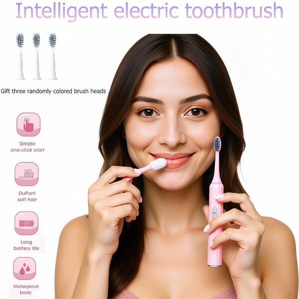Escova de dentes elétrica automática com cerdas macias e 5 modos, escova de dentes elétrica para adultos, limpeza oral dos dentes