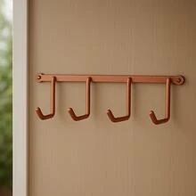 Broom And Squeegee Holder Kit With 3 Units Wall Mount With Hooks Ideal For Kitchen Bathroom And Racks - 銅色 - 查看 1