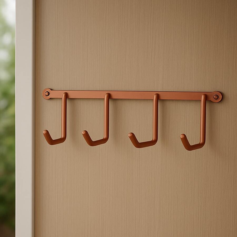 Broom And Squeegee Holder Kit With 3 Units Wall Mount With Hooks Ideal For Kitchen Bathroom And Racks - 銅色 - 查看 1
