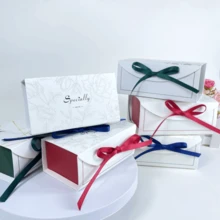 24个长方形自然风礼盒，浪漫婚礼回礼盒，节日派对礼盒，送给“特别的人”，带文字设计和丝带 - 彩色 - 查看 3