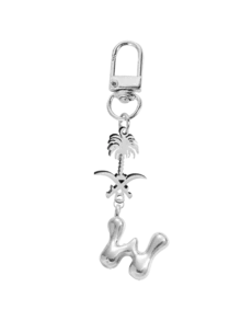 Ciondolo a forma di lettera in caratteri a bolle, ciondolo portafortuna in cristallo, portachiavi in acciaio inossidabile con pendente a forma di palma e teschio incrociato, lettere dell'alfabeto da A a Z, ciondolo per borse e zaini in lega lucida - regalo perfetto per compleanni e occasioni speciali, portachiavi, ciondolo per borse, zaini e auto, accessori per portafogli e borse da donna e ragazze.