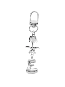 Ciondolo a forma di lettera in caratteri a bolle, ciondolo portafortuna in cristallo, portachiavi in acciaio inossidabile con pendente a forma di palma e teschio incrociato, lettere dell'alfabeto da A a Z, ciondolo per borse e zaini in lega lucida - regalo perfetto per compleanni e occasioni speciali, portachiavi, ciondolo per borse, zaini e auto, accessori per portafogli e borse da donna e ragazze.