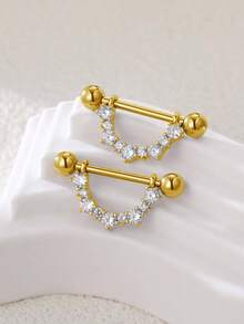 12pcs/Set Cubic Zirconia Heart & Circle Nipple Rings, Suitable For Daily Wear For Women Valentines,Mom,Mother,Mother's Day,Gift