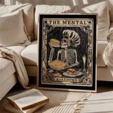 1 pieza Póster de arte de pared de panadería con calavera y cocina, impresiones de tarot místico de panadería, lienzo con cita divertida de cocina, idea de regalo para panadero, impresión de arte de cocina vintage para decoración de pared, decoración de dormitorio, decoración de fiesta y mejor opción de regalo, arte de pared vintage sin marco