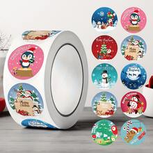 500 piezas/Rollo Pegatinas decorativas de regalo de vacaciones, rollos de pegatinas navideñas para regalos de fiesta, decoraciones navideñas DIY, pegatinas decorativas para sellar bolsas de hornear pasteles. Pegatinas para ambiente navideño