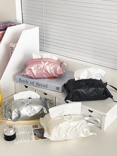 实用的蝴蝶结纸巾盒，办公桌装饰，便携式纸巾盒，也可悬挂，情人节礼物，浴室收纳，护肤品收纳，适合家庭，旅行，节假日和学校使用，便利袋，卧室必需品，伴娘礼物，母亲礼物，生日礼物，朋友和老师的礼物，多种款式可供选择