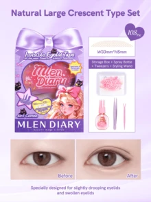 Mlen Diary Double Eyelid Tape , 108Pcs Parallel Shape Invisible Eyelid Tape With Tools, Waterproof Long-Lasting Eyelid Lifter Strips For Creating Double Eyelids In Drooping And Asymmetrical Eye Shapes - Apricot - View 9