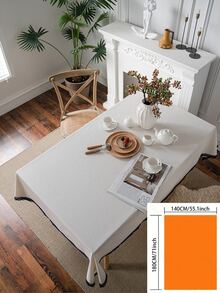 1 pieza Mantel con ribete de encaje blanco y azul marino estilo granja vintage, crea una atmósfera acogedora en el hogar, decoración diaria para la mesa de comedor familiar - Blanco - Ver 20