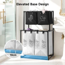 Senmeo Upgraded 2-Tier Divided Laundry Hamper - 4 Removable Canvas Bags (Wear-Resistant & Waterproof) - Easy To Assemble - Ideal For Storing Family Clothes, Bedding, Cotton Items - Laundry Basket & Toy Organizer - trắng - Xem 3