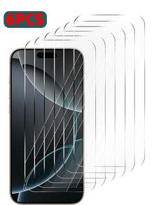 6Pcs Tempered Glass Compatible With IPhone 17 16 15 14 13 12 11 Pro Max Air X XS XR Mini 7 8 14 Plus Screen Protector Compatible With IPhone 14 15 Pro Max Glass - Clear - View 31