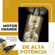 Máquina de Corte Barbeador Depilador Intimo Acabamento Profissional Com VisorLed Chip Inteligente Anti-Pinch  Alta Autonomia Motor silencioso Lâmina T, - Dourado - Visão 4