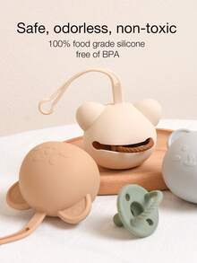 1 件定制硅胶奶嘴收纳盒，卡通熊图案，防污染防丢失便携式奶嘴架，冬夜礼物，开学冬季礼物创意男孩女孩情人节，多功能，装饰性，字母，纯色，精致，多彩，可爱，迷人，休闲，定制，个性化，独特，定制，婴儿礼物，送给他的理想礼物，送给她、儿子、女儿的理想礼物 - 彩色 - 查看 7