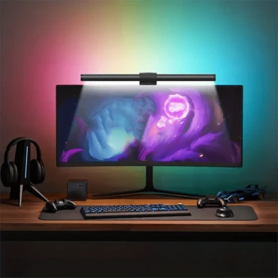 1 đèn LED màn hình máy tính, đèn bàn chơi game, đèn chiếu sáng trò chơi trên máy tính để bàn văn phòng, có phạm vi điều chỉnh 45 độ, thanh đèn có thể điều chỉnh, 3 chế độ nhiệt độ màu/RGB/lấp lánh, đèn màn hình máy tính để bàn/văn phòng/gia đình/trò chơi dùng nguồn USB