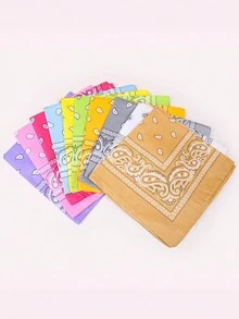 10/5pcs Polyester Cashew Flower Bandana, Unisex Hiphop Outdoor Cycling Headwrap Scarf, 52*52CM Large Handkerchief