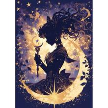 5D DIY Diamond Painting Kit With Round Diamonds, Featuring Cartoon Moon Girl, Perfect For Mosaic Art To Decorate Rooms And Walls, A Wonderful Gift For Family, Friends, And Teachers During The Holidays - Multicolor - View 1