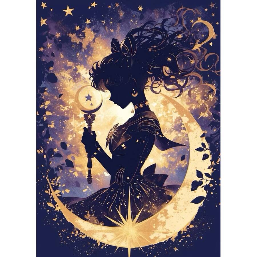 5D DIY Diamond Painting Kit With Round Diamonds, Featuring Cartoon Moon Girl, Perfect For Mosaic Art To Decorate Rooms And Walls, A Wonderful Gift For Family, Friends, And Teachers During The Holidays - Multicolor - View 1