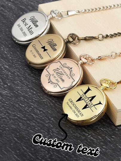 1 pieza Reloj de bolsillo personalizado con grabado, Reloj de bolsillo con nombre personalizado, Regalo de boda, Regalo para padrino de boda, Regalo para el padre del novio, Regalo para él, Regalo para papá, Regalo de boda, Regalo del Día de San Valentín, Regalo de Halloween, Regalo de Navidad