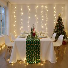 Camino de mesa de terciopelo con lámina de oro con 3 árboles, adecuado para Navidad, fiestas, eventos, decoración de mesa y sillas