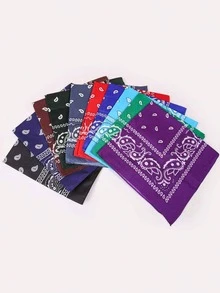 10/6pcs Polyester Cashew Flower Bandana, Unisex Hiphop Outdoor Cycling Headwrap Scarf, 52*52CM Large Handkerchief