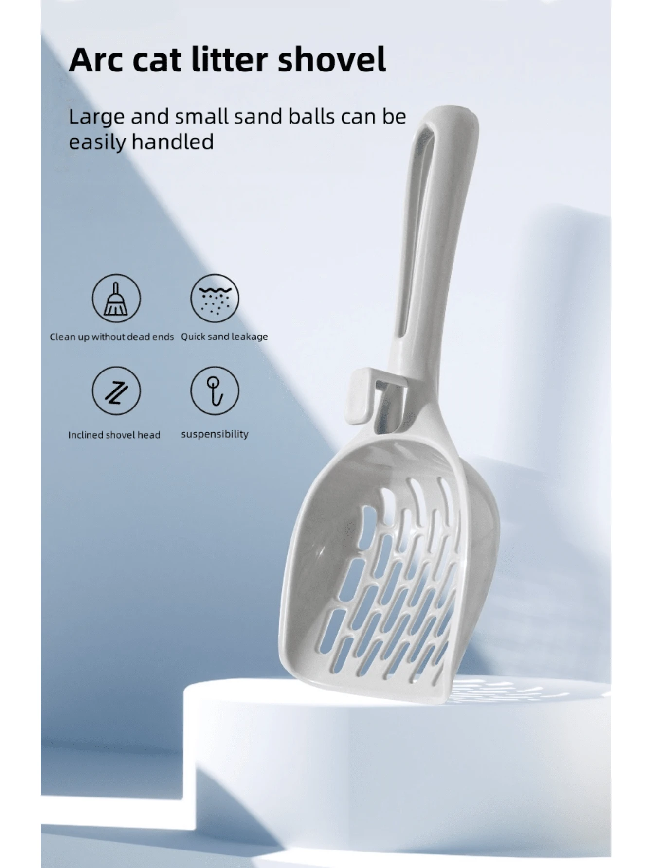 1 pieza Pala para de gato con diseño de cuadrícula, pala recogedora de , suministros de limpieza para mascotas, pala recogedora de para gatos de estilo minimalista y de gran tamaño