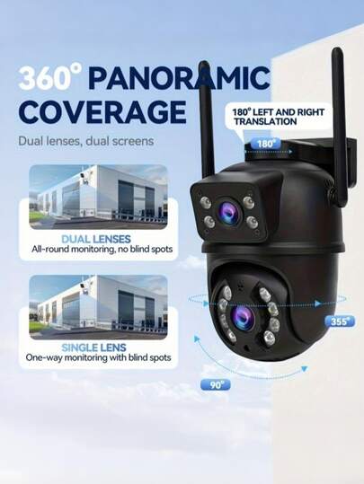 closeli 1pc Dual-Lens Wireless Security Camera, 3MP Dual-Lens Bullet Camera, IPX5 Waterproof, AI Motion Tracking, Color Night Vision, Two-Way Audio, Motion Alert, Rotatable & Tiltable, Video Surveillance, CCTV Monitoring, Support SD Card & Cloud Storage (Cloud Storage Subscription Required), Suitable For Indoor/Outdoor, Home, Warehouse, Factory, Shop, Pet Care, Perfect Gift For Halloween, Christmas, New Year