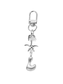 Ciondolo a forma di lettera in caratteri a bolle, ciondolo portafortuna in cristallo, portachiavi in acciaio inossidabile con pendente a forma di palma e teschio incrociato, lettere dell'alfabeto da A a Z, ciondolo per borse e zaini in lega lucida - regalo perfetto per compleanni e occasioni speciali, portachiavi, ciondolo per borse, zaini e auto, accessori per portafogli e borse da donna e ragazze.